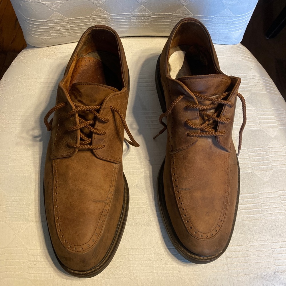 JOHNSTON & MURPHY Saddle Brown Sz 11.5 M Men Made In Italy Dress Shoes